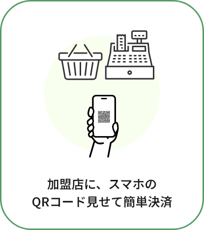 加盟店に、スマホのQRコード見せて簡単決済